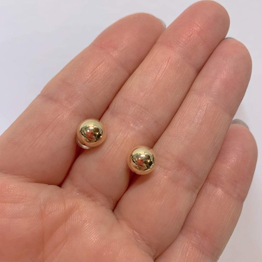 NEW 14k Yellow Gold Large Ball Studs FIRM